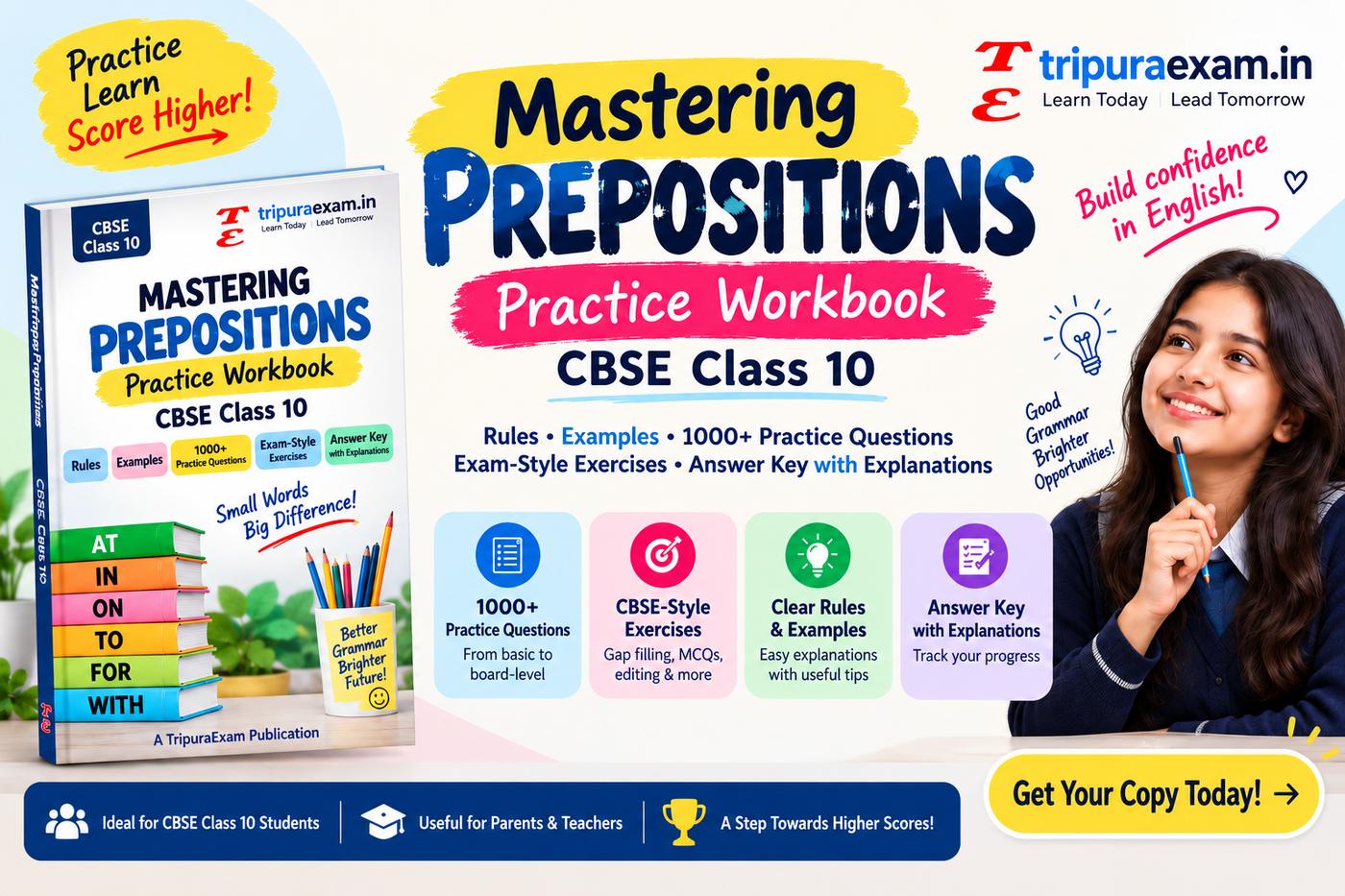 CBSE Class 10 Prepositions Practice Workbook